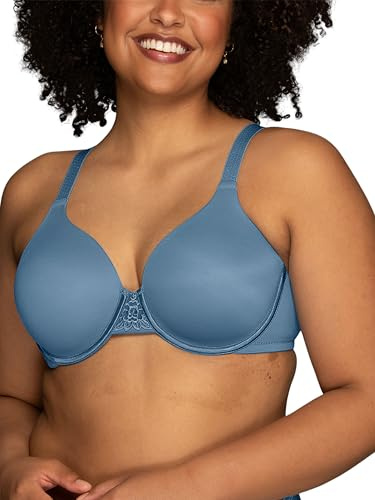 Vanity Fair Women's Full Figure Beauty Back Smoothing Bra, 4-Way Stretch Fabric, Lightly Lined Cups Up to H, Underwire - Urban Blue, 38C