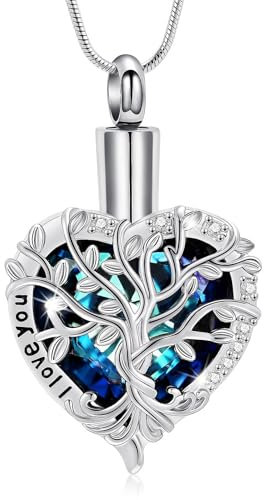 AIWENXI Joyas de cenizas en forma de árbol de la vida y corazón para hombres y mujeres - amor y recuerdo
