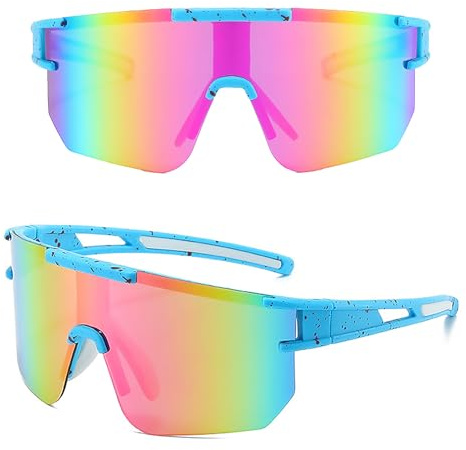 Hshenjhu Occhiali Sole Sportivi Polarizzati, UV400 Lunettes da Sole Sportivi, Lunettes da Ciclismo per Uomo Donna, Occhiali da Bicicletta Antivento, per Motociclismo, Corsa, Sci, Alpinismo