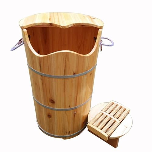 Wood Foot Bath Barrel, Foot Spa Foot Bath Foot Soak Wooden Bath Tub Foot Spa Wooden Barrel Sauna Footbath Wooden Footbath Bucket with Lid Foot Spa for Home