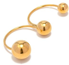 Anillo doble bola geométrica para mujer anillo asimétrico moderno de acero inoxidable joya elegante para doble embutición 2 anillos diseño estilo único con adorno esférico