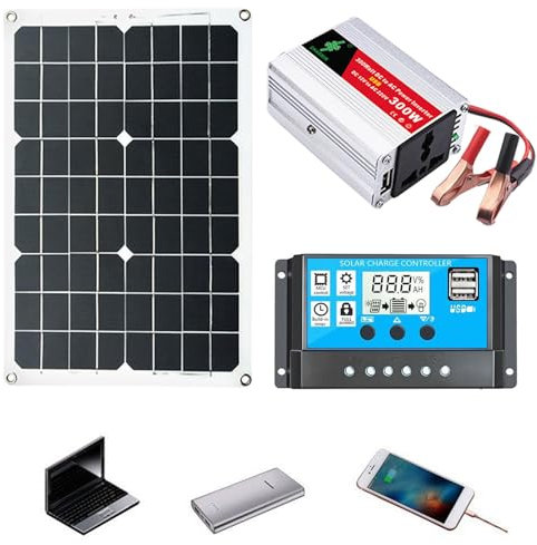 Generador Solar portátil con inversor Desde | Planta de energía portátil y generador Solar | Kit Completo de energía para Respaldo doméstico | Potencia de Suministro de energía para Acampar para