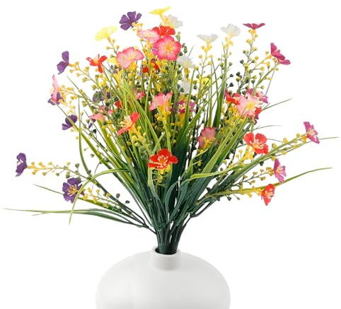 BDHYYM 6 Mazzi Fiori Artificiali per Esterni Piante Finte Resistenti ai Raggi UV in Plastica Fiori Finti da esterno per Esterni Interni Decorazione per Casa Balconi Portico