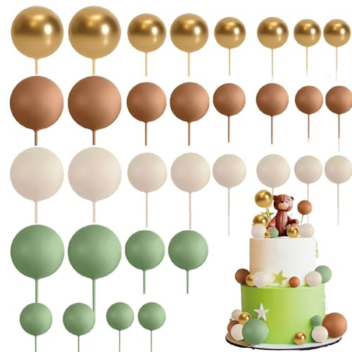 Esshogo 32 Pezzi Decorazioni Torta Palline, Palla Cake Topper, Mini Palloncini Cake Topper, Torta Sfera in Schiuma Decorare, Decorazione Torta Sfera Palline, Torta Palline Decorazioni