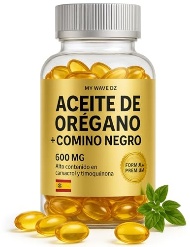 MY WAVE DZ Aceite de Orégano con Comino Negro – 180 Cápsulas Softgel – Fórmula Natural 2 en 1 Carvacrol y Nigella Sativa – Fabricado en España – Suplemento Premium de Orégano Oil