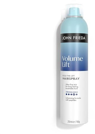 John Frieda Volume Lift Laca de Fijación Fuerte | Aporta Volumen Inmediato y Cuerpo desde la Raíz | Textura Ligera sin Residuos | Cabello Fino y sin Volumen | Fijación Duradera | 250 ml