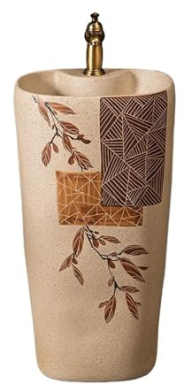 Lavandino su piedistallo Lavandino con piedistallo in ceramica, lavabo for uso domestico, rubinetto e kit di scarico for bagno, cortile, balcone