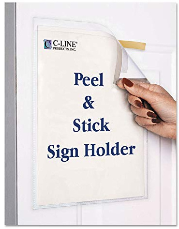 C-Line Peel and Stick Display Pockets, Clear, 8.5 x 11 Inches, 10 per Pack (36911)