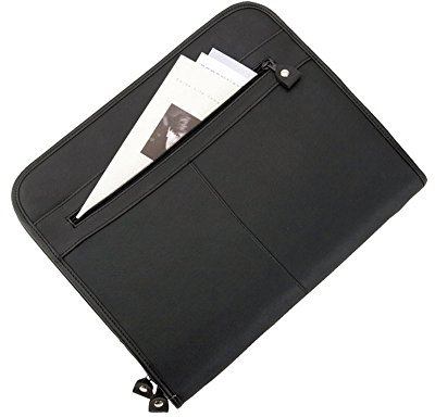 ALASSIO 30042 Reißverschlussmappe MILANO, Businessmappe mit Block und Einschubfach im DIN A4 Format, Tagungsmappe aus FINEtouch-Lederimitat, Mappe stilvoll und praktisch, ca. 36 x 29 x 5 cm, schwarz