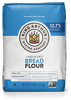 King Arthur, Unbleached Bread Flour, Non-GMO Project Verified, Certified Kosher, No Preservatives, 5 Pounds