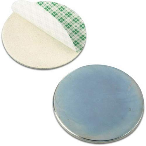 60 Metallscheiben selbstklebend SILBER ohne Loch - Stahl (DC01) verzinkt - Ø50 x 2,5mm - Metallplättchen rund mit Doppelklebeband - Gegenstück/Haftgrund für Magnete (ferromagnetisch), Menge:60 Stück