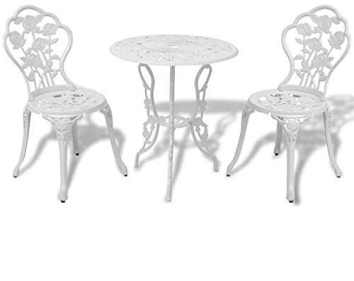 Tidyard 3-TLG. Bistroset bistroset bistroset trädgårdsmöbler med 1 bord och 2 stolar, balkongset trädgårdsmöbler set biistrotiskt stående balstol för trädgård, balkong, terrass, gjutet aluminium gjutjärn