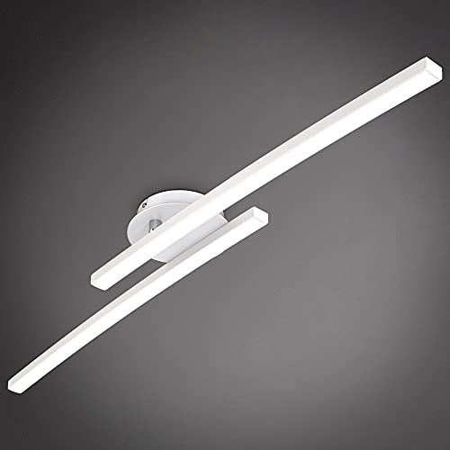 B.K.Licht - LED Deckenlampe mit warmweißer Lichtfarbe, 12 Watt, 1300 Lumen, Deckenleuchte, LED Lampe, Wohnzimmerlampe, Schlafzimmerlampe, Küchenlampe, Deckenstrahler, 57,5x12x8,3 cm, Matt-Weiß
