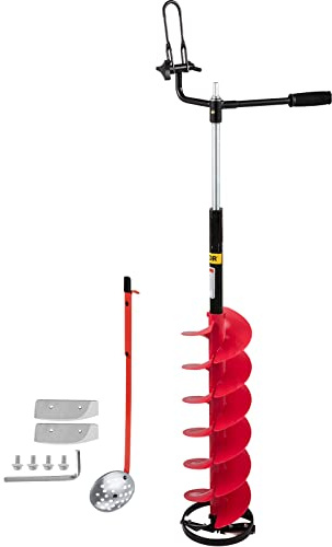 VEVOR Trivella per Ghiaccio in Nylon 8'' di Diametro, Punta per Trivella per Ghiaccio Lunghezza 41'', con Asta di Prolunga Regolabile 14'', Adattatore per Trapano, Lama della Trivella