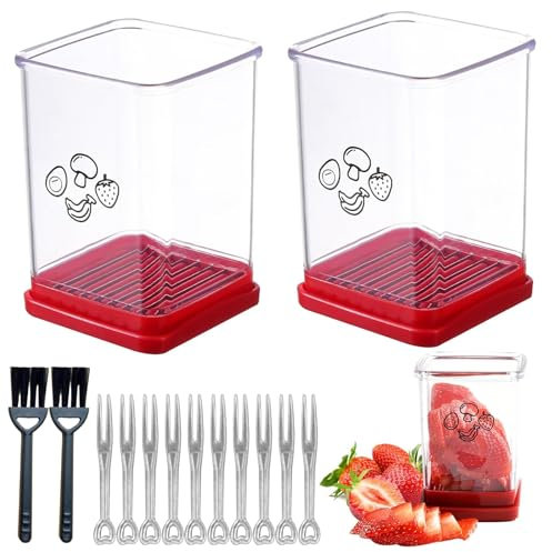 Ylinwtech 2 Pezzi Tagliafrutta Speed ​​​​In Acciaio Inossidabile,+2 Spazzole + 10 Forchette, Tagliaverdure, Taglierino Rapido,Tagliafrutta Con Cappuccio Protettivo E Contenitore,Per Frutta,Verdura