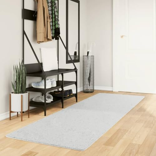 vidaXL Teppich, Wohnzimmerteppich Kurzflor Modern, Bodenteppich Flauschig Weich, Pflegeleicht Teppich für Wohnzimmer Schlafzimmer, Grau 80x250cm