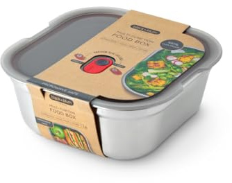 BLACK + BLUM Lonchera – Recipientes de preparación de comidas reutilizables para picnic y campamento – Caja de almacenamiento de alimentos de acero inoxidable para microondas con tapa a prueba de