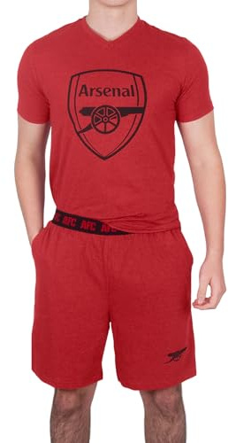 Arsenal FC Official Football Gift Mens Loungewear Short Pyjamas Red Marl XL