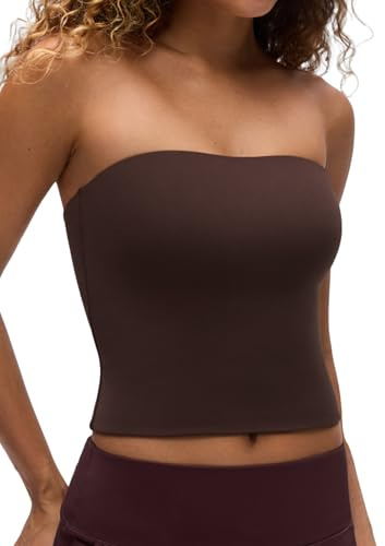 CRZ YOGA Butterluxe Double Lined Crop Tube Top | Casual, Extremely Soft, Tight Fit, Elastic Trim, Strapless Bandeau for Women