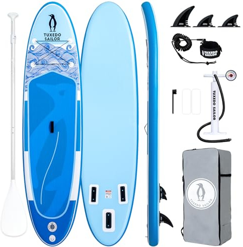 Tuxedo Sailor Stand Up Paddle Board Aufblasbares SUP Board Stand-Up Paddling mit Premium Zubehör, Paddle Board für Erwachsene und Jugendliche