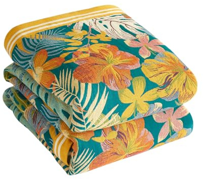 Bailix Couvre-lit Premium Boho 100% Coton Couverture Douillette Couverture Boho Double Face en Mousseline 200 x 230 cm, Couverture Douillette pour canapé et lit, Couverture Patchwork, Vert/Orange
