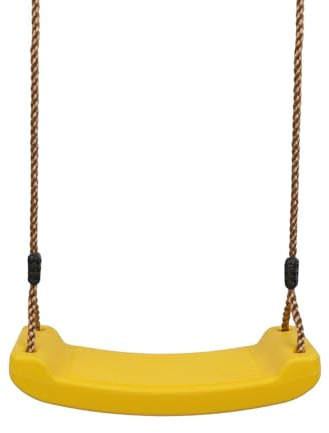 Kids Outdoor Swing Seat with Strong Braided Ropes & Length Control Hinge – Heavy-Duty Playground Swing for Ages 3-10 – 100kg Capacity – Clamp Fixation (Yellow)
