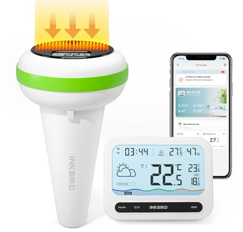 Inkbird Termometro Piscina WiFi,Termometro Piscina Solare Galleggiante con Gateway IM-03-W, Impermeabile IP68, Esportazione Dati, Controllo App, Monitor Temperatura per Piscine, Spa, Stagni