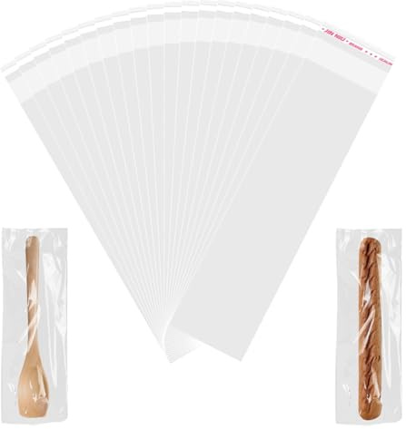 100 Pcs Small Cellophane Bags, Resealable Clear Cellophane Bags Self-Adhesive Small Sweet Bags for Cookie, Sweet, Jewelry, Gifts and Hairpin (6x22cm/2.4x8.7inch)