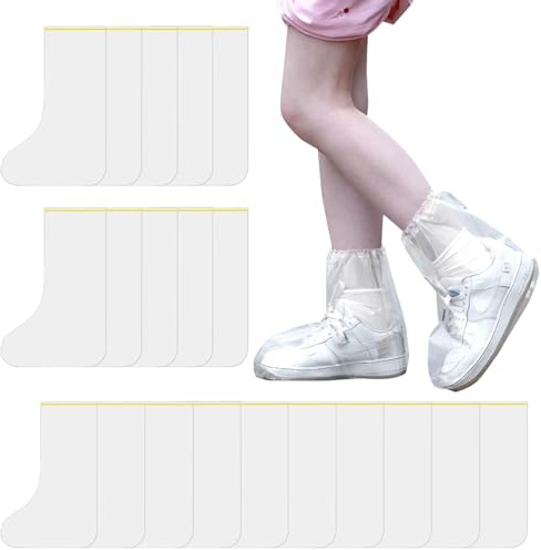 Couvre Chaussures Imperméables, 20 PCS Surchaussures Jetables, Antidérapantes Protege Chaussure Pluie avec Élastiques (Transparent 45x38cm)