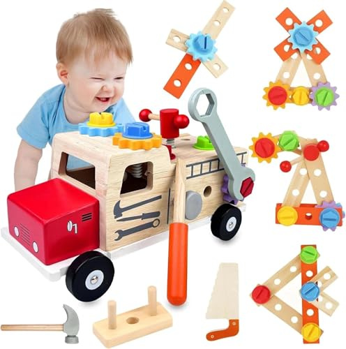 Brysalis Jouet Enfant Cadeau 2 Ans, Etabli Enfant, Jeux Montessori Educatif, Jouet en Bois Garcon Fille, Boite a Outils Enfant, Caisse a Outil et Bricolage Établis, Jeu de Construction de 2 3 4 5 Ans