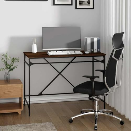 Bendmaxx Industriellt kontorsbord brunt ekutseende 100 x 50 x 75 cm av trämaterial och järn, med stabil skrivbordsskiva för hemmakontor, arbetsrum, kontor