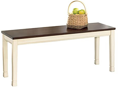 Signature Design by Ashley Whitesburg Cottage Rectangular Dining Bench, Brown & Antique White