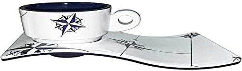 Marine Business Northwind Set CAFÉ, Melamina, Blanco y Azul, 6.5 x 6.5 x 5.2 cm, 6 Unidades