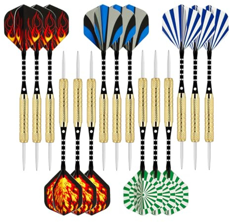 Wolftop 15 Pack Steel Tip Darts, 18 Grams Darts Set for Beginners to Pros