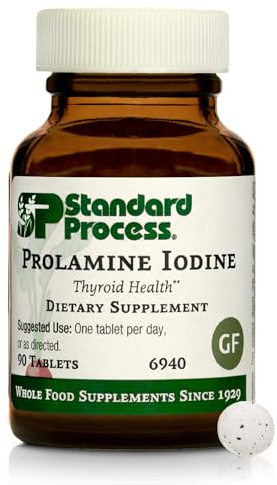 Standard Process Prolamine Iodine - Thyroid Health Supplement - Essential Endocrine Support with Iodine - Gluten-Free, Non-Dairy, & Non-Soy - 90 Tablets (90 Servings)