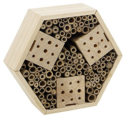 URBNLIVING Maison d'hôtel hexagonale en bois à suspendre pour insectes et abeilles
