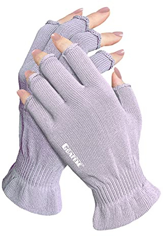 GSAFEME Cotton Gloves for Dry Hands - Fingerless Touchscreen Moisturizing Gloves for Sleeping - Cotton Eczema Gloves for Men and Women, Purple L/XL 1 Pair