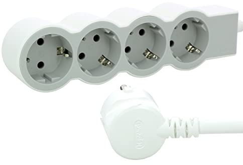 LEGRAND Regleta de enchufes, Base múltiple con 4 Tomas de Corriente 2P+T, Cable 5m, Color Blanco/Gris Claro 694569