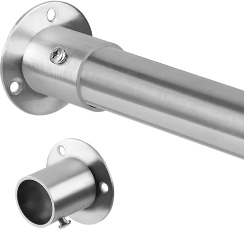 Tiemlet Perchero de acero inoxidable para armario, 70-103 cm, montaje en tensión, color plateado (diámetro de 25 mm), 2 juegos