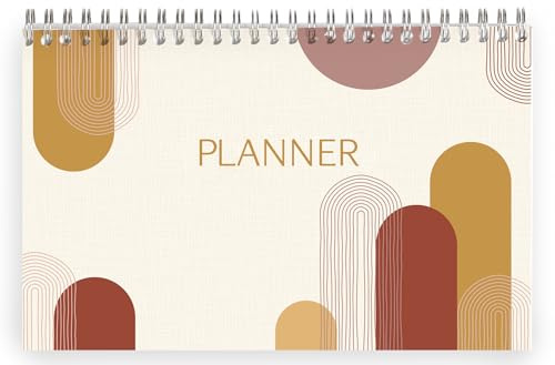 Clairefontaine 116069C - Un Bloc Planner à Spirale 22x14 cm - 53 Feuillets Imprimés - Planificateur hebdomadaire - Planning Hebdomadaire design Nature - Organisation - Collection Terracotta