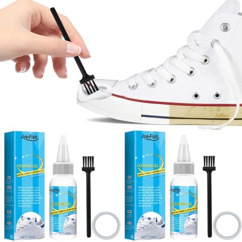 Lot de 2 nettoyeurs de chaussures blanches en gel blanchissant pour chaussures, machine à laver, saleté et jaune, nettoyant en mousse pour chaussures de décontamination, chaussures