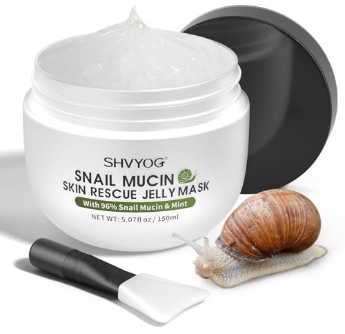 SHVYOG Schneckenschleim-Maske, Snail Rescue Jelly-Gesichtsmaske, feuchtigkeitsspendende Schneckenmaske mit 96% Schneckenschleim und Minzextrakt, verbessert die Haut bei Hautunreinheiten und Mattheit