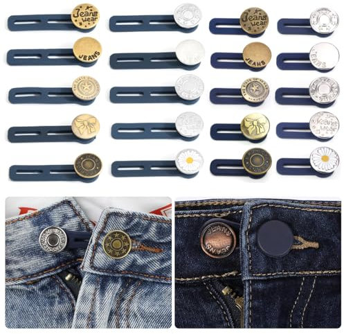 Hosenbunderweiterung Verlängerung Buttons, 20 Stück Hosen Expander Button, Taille Extender Knopf 10 verschiedene Muster und 2 Größen Hosenbunderweiterung Knopf,für Herren- und Damenhosen, Kleider