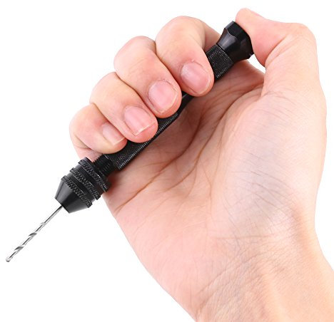 Tissting Trapano a Mano, Kit con 25 Punte HSS per Foratura di Precisione, Legno e Argilla Polimerica 0,3-3,6 mm, Lega di Alluminio per Creazione di Gioielli e Progetti Complessi