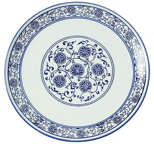 Cabilock Blue and White Porcelain Plate 9 Inch Ceramic Salad Plate Multi-Function Food Serving Tray for Family Gatherings Parties Weddings and Restaurants