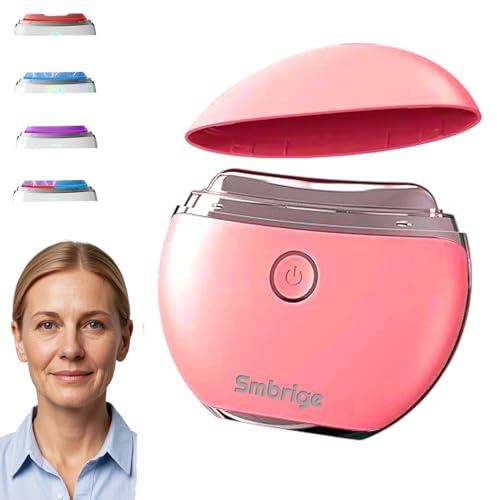 Smbrige Face Massager Tool 4 Color Modes Red Light Therapy for Face Neck Skin Care at Home ，Gua Sha Facial Tools, Pink