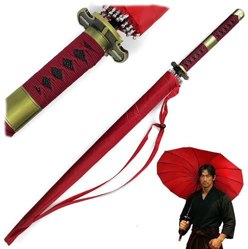 Swords and more Parapluie One Piece version premium 16 K, grand Katana Samurai, épée, parapluie résistant aux tempêtes avec long manche (Sandai Kitetsu)