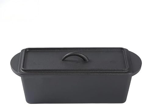 Xenia Living Moule à pain en fonte de 28 cm avec couvercle et poignées en silicone - Passe au four - Avec huile végétale - Moule à pain, cocotte, casserole à pain, marmite en fonte - Accessoires de