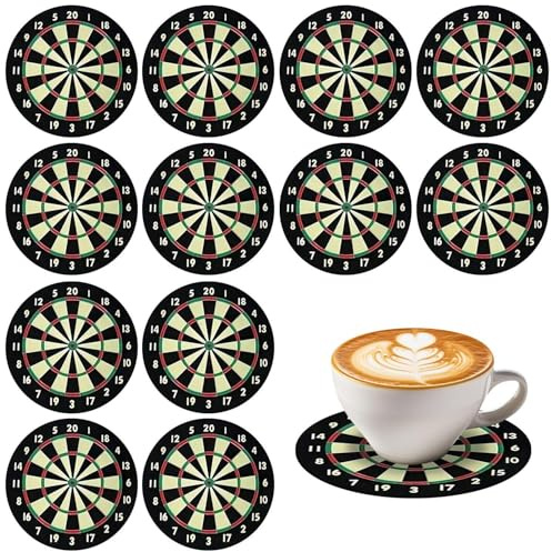 12 st Dart Chassi-underlägg, runda halkfria mattor, kaffeisoleringsmattor, födelsedagsfestdekorationer