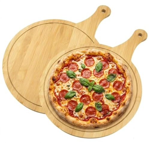 Piatti Pizza,Tagliere Per Pizza Rotondo Da 30 cm Con Manico,2 pezzi